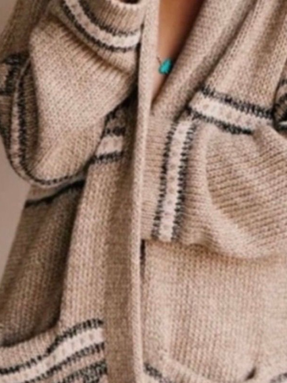 Jen's Pirate Booty X Agonda Taupe Cardigan with Black Trim